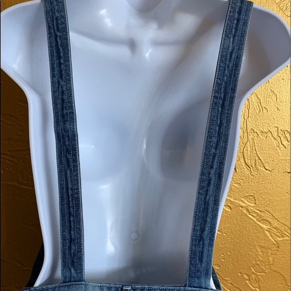 Blue Denim Cropped Overalls - Picture 5 of 6